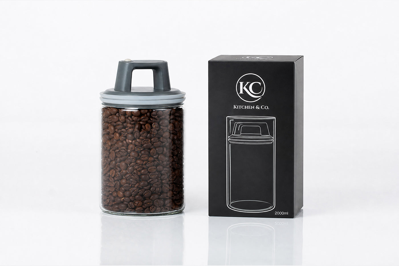 Contenitore per caffe' con coperchio ermetico sottovuoto